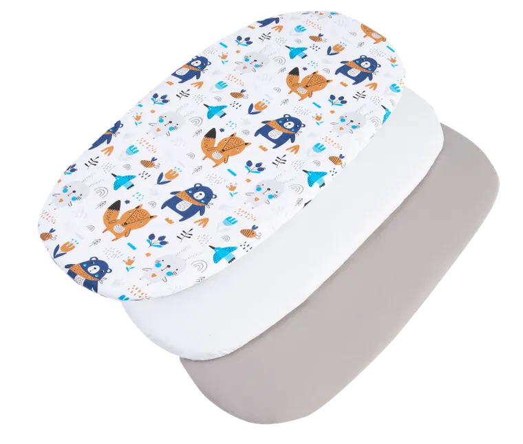 Medi Partners, Boho Animals, prześcieradło z gumką do łóżeczka, bawełniane, 86-40 cm, 3 szt.