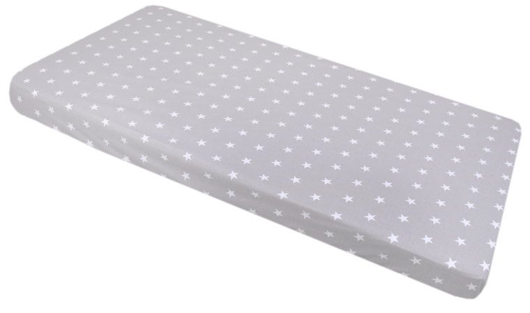 Medi Partners, Gwiazdki, prześcieradło z gumką, szare, 60-120 cm
