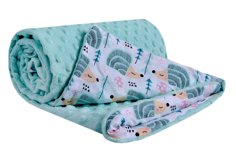 Medi partners, Jeże, kocyk minky, mięta, 75-100 cm