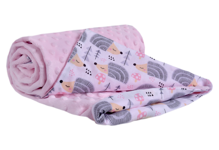 Medi partners, Jeże, kocyk minky, róż, 75-100 cm