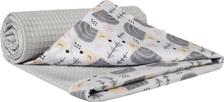 Medi Partners, Jeże, kocyk, wafel, szare, 75-100 cm