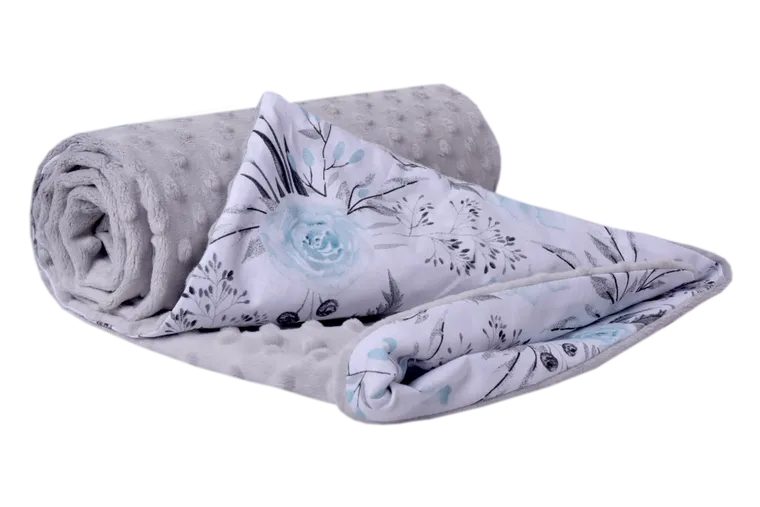 Medi Partners, Kwiaty, kocyk minky, błękit, 75-100 cm