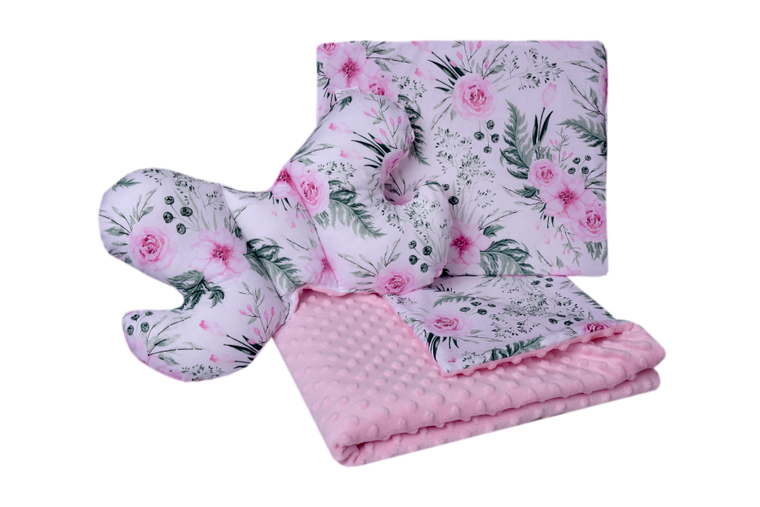 Medi Partners, Kwiaty, zestaw pościeli do wózka, róż