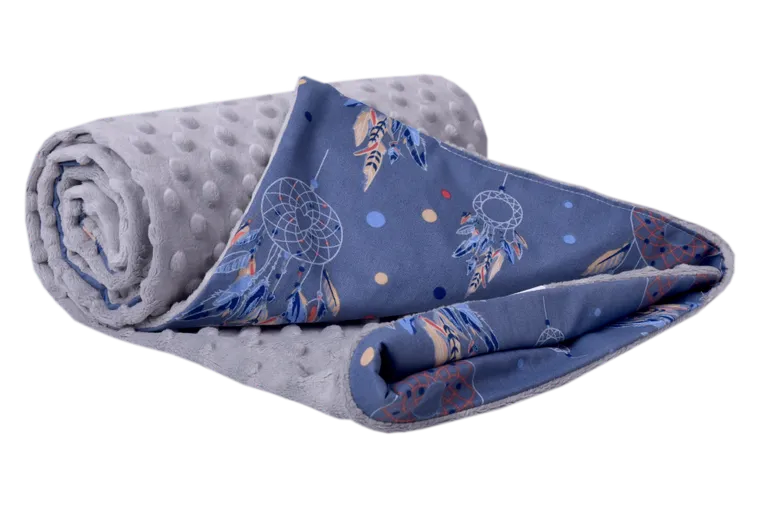 Medi partners, Łapacze Snów, kocyk minky, granatowy, szary, 75-100 cm