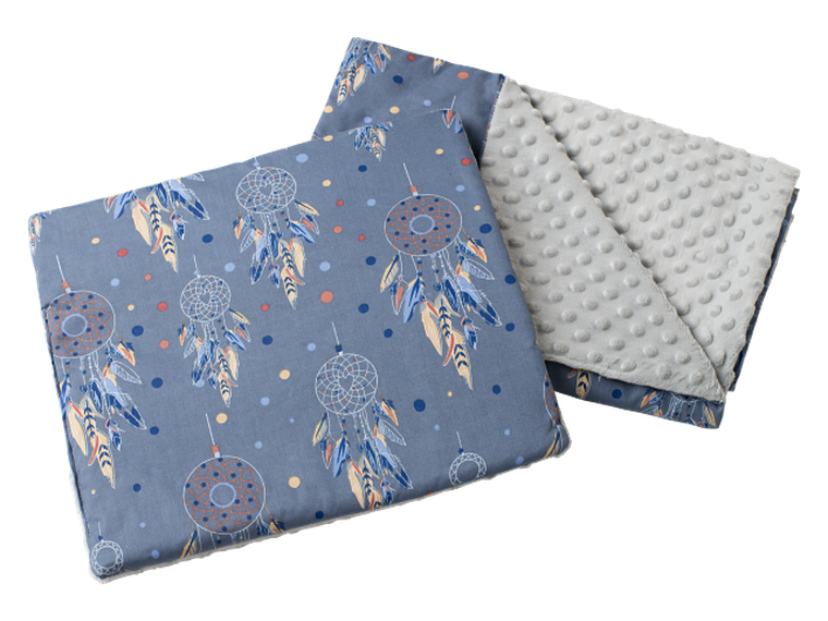 Medi Partners, Łapacze Snów, kołderka z poduszką do wózka, minky, szara, 55-75 cm