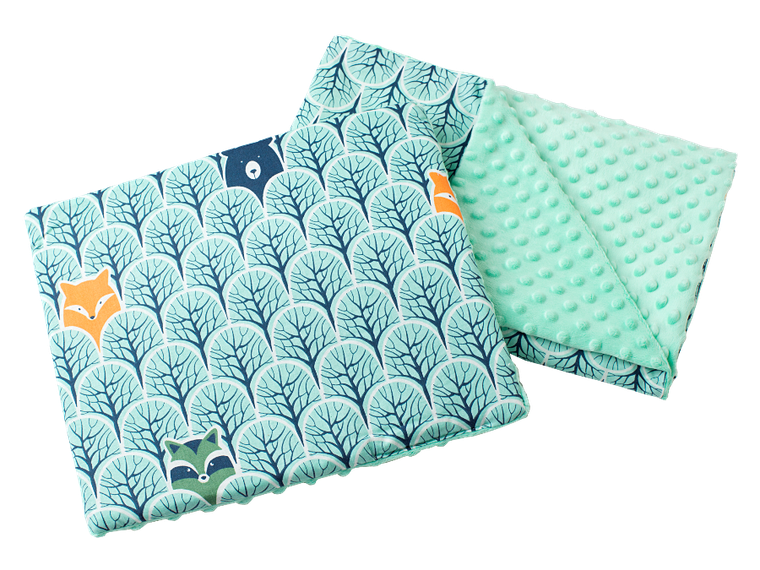 Medi Partners, Las, kołderka z poduszką do wózka, minky, miętowa, 55-75 cm