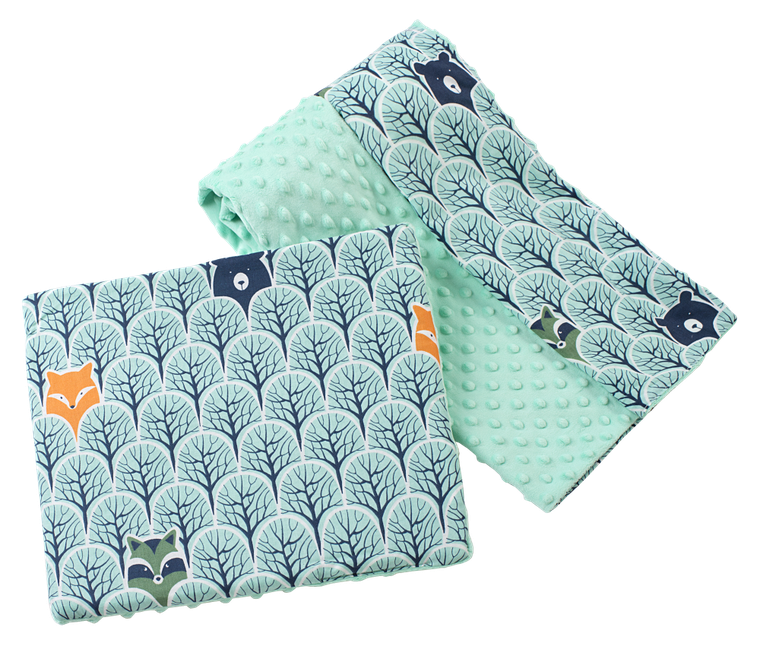 Medi Partners, Las, kołdra z poduszką, minky, mięta, 75-100 cm