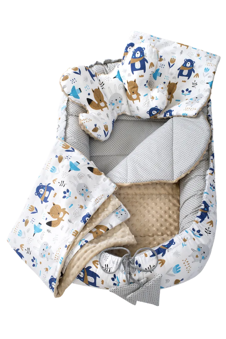 Medi Partners, Las, Zwierzątka, gniazdo niemowlęce, kokon w zestawie, beżowy