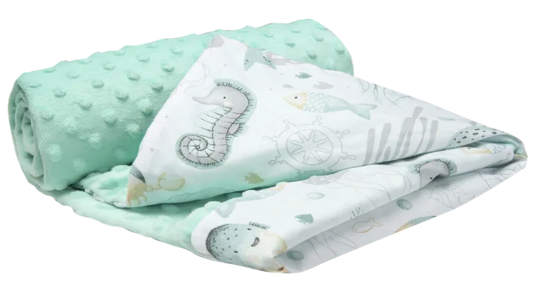 Medi Partners, Ocean, kocyk minky, mięta, 75-100 cm