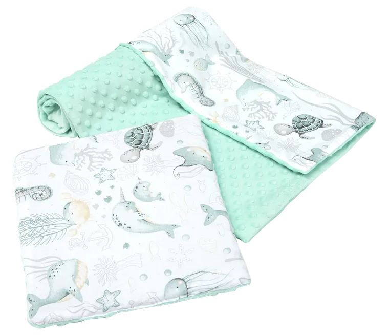 Medi Partners, Ocean, kołderka z poduszką do łóżeczka, minky, 75-100 cm
