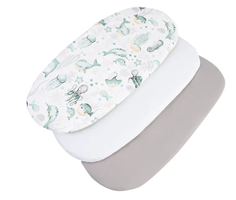 Medi Partners, Ocean, prześcieradło z gumką do łóżeczka, bawełniane, 86-40 cm, 3 szt.