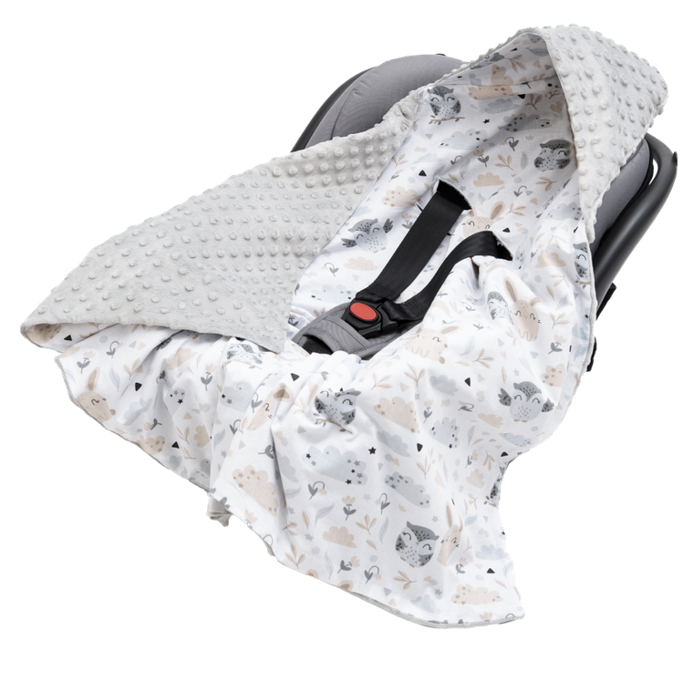 Medi Partners, Polana, otulacz do nosidełka z kapturkiem, minky, szary, 85-85 cm