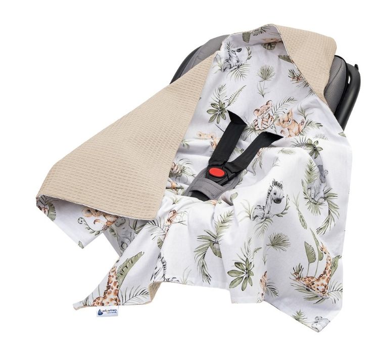 Medi Partners, Safari, otulacz do nosidełka, kocyk z kapturkiem, wafel, 85-85 cm