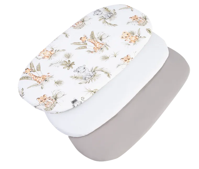 Medi Partners, Safari, prześcieradło z gumką do łóżeczka, bawełniane, 86-40 cm, 3 szt.