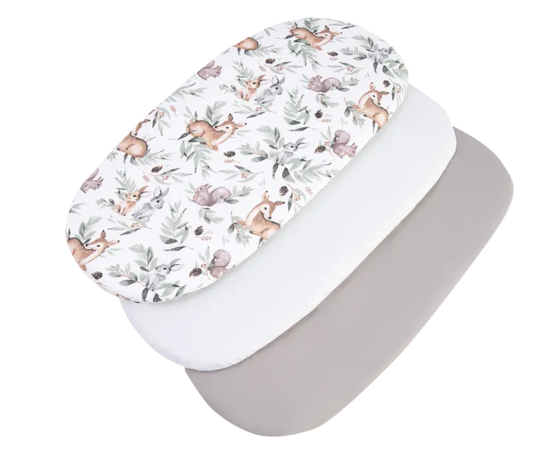 Medi Partners, Sarny, Liście, Jeż, prześcieradło z gumką do łóżeczka, bawełniane, 86-40 cm, 3 szt.