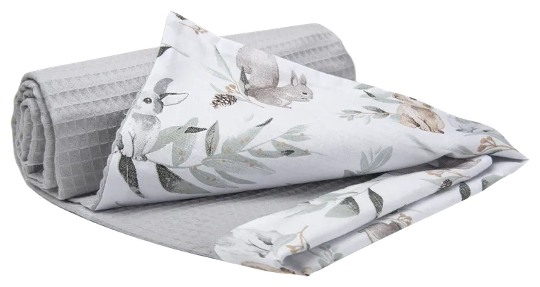 Medi Partners, Sarny, Liście, kocyk, wafel, szary, 75-100 cm