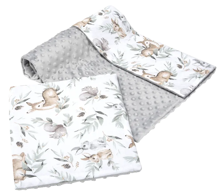Medi Partners, Sarny, Liście, kołderka z poduszką do łóżeczka, minky, 75-100 cm