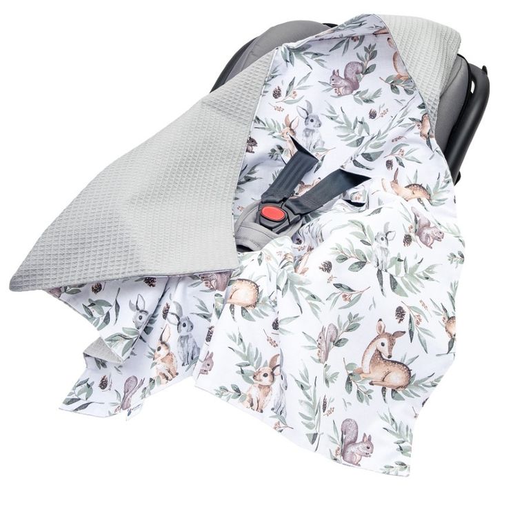 Medi Partners, Sarny, Liście, otulacz do nosidełka, kocyk z kapturkiem, wafel, 85-85 cm