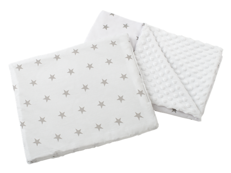 Medi Partners, Stars, kołderka z poduszką do wózka, minky, biała, 55-75 cm