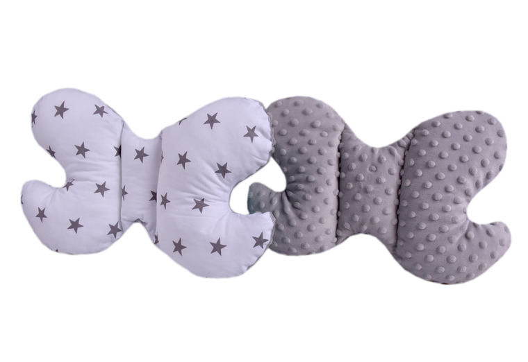 Medi Partners, Stars, motylek, poduszka antywstrząsowa, biała, szara