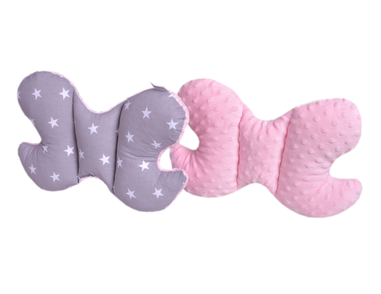 Medi Partners, Stars, motylek, poduszka antywstrząsowa, szara, jasnoróżowa