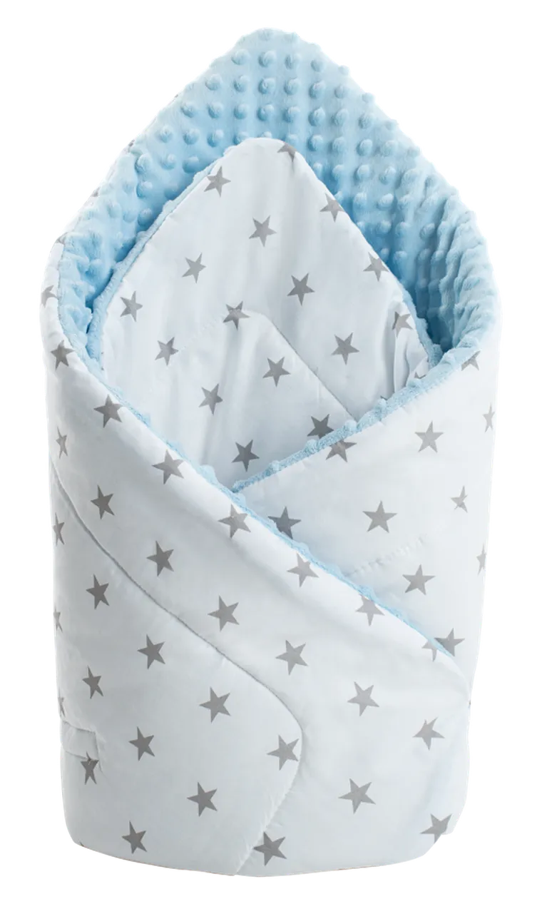 Medi Partners, Stars, rożek niemowlęcy minky, biały, jasnoniebieski