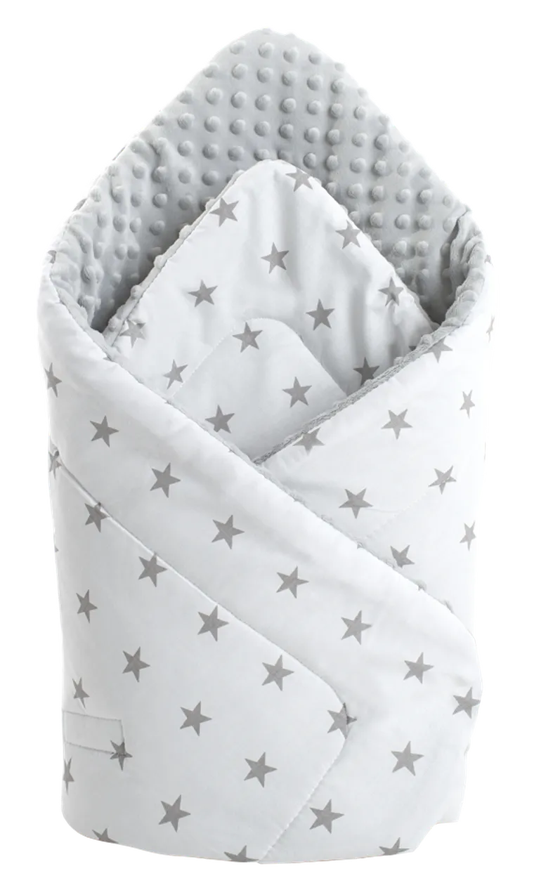 Medi Partners, Stars, rożek niemowlęcy minky, biały, szary