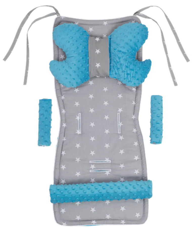 Medi Partners, Stars, wkładka do wózka, komplet, szary, turkusowy