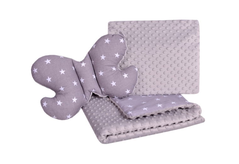 Medi Partners, Stars, zestaw pościeli do wózka, szary