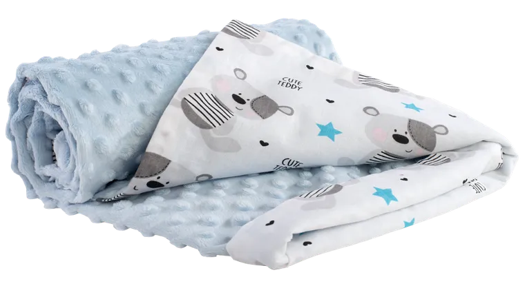 Medi Partners, Teddy, kocyk minky, błękit, 75-100 cm