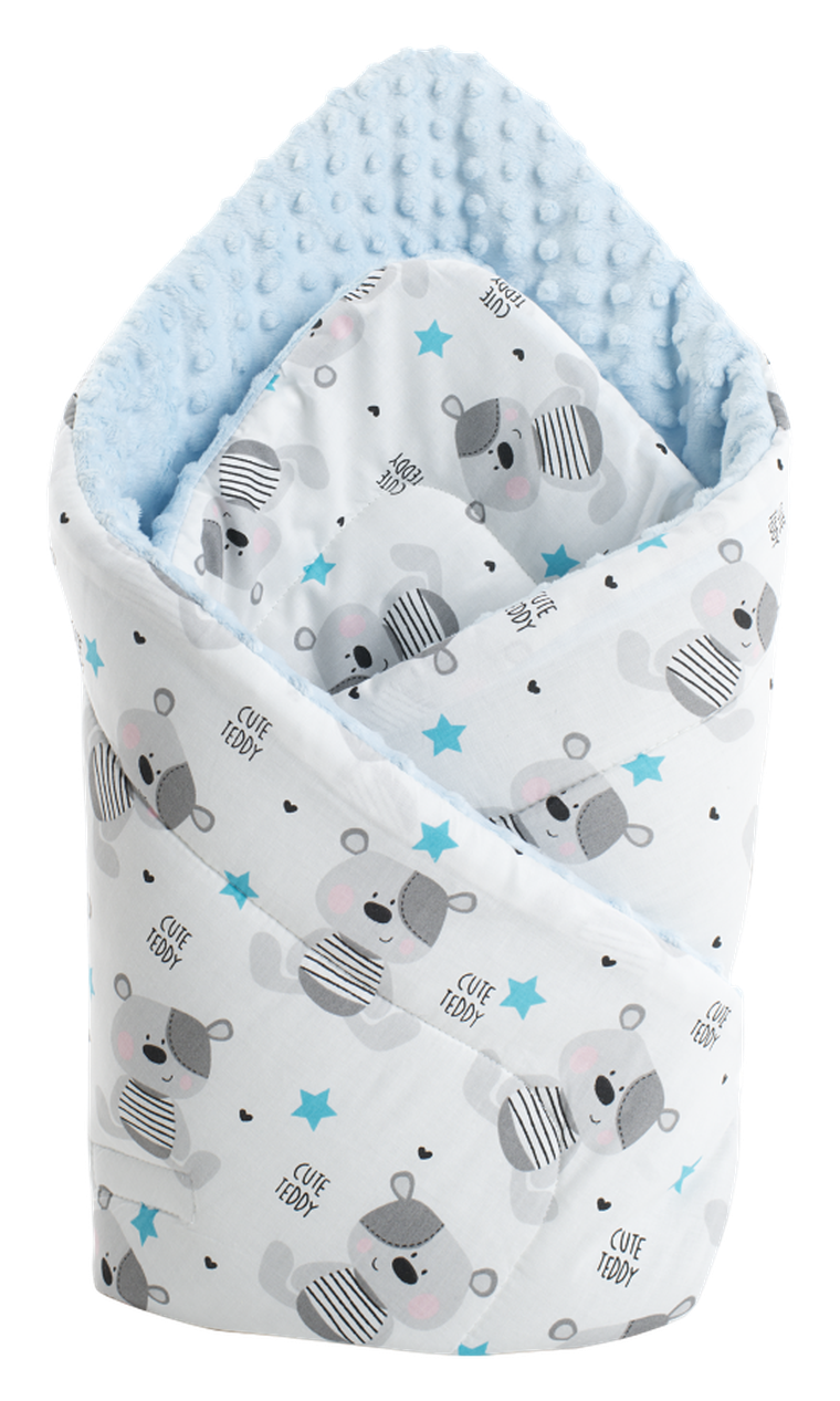 Medi Partners, Teddy, rożek niemowlęcy minky, jasno-niebieski