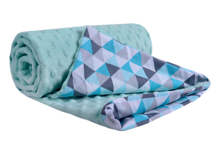 Medi partners, Trójkąty, kocyk minky, miętowy, 75-100 cm