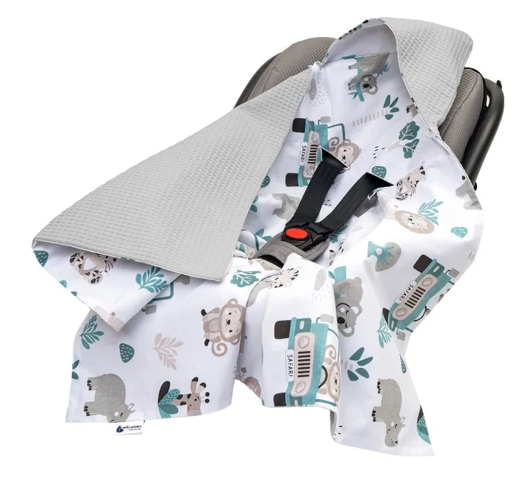 Medi Partners, Zoo, otulacz do nosidełka, kocyk z kapturkiem, wafel, 85-85 cm