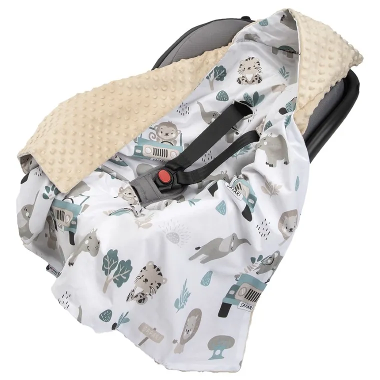 Medi Partners, Zoo, otulacz do nosidełka z kapturkiem, minky, miętowy, 85-85 cm