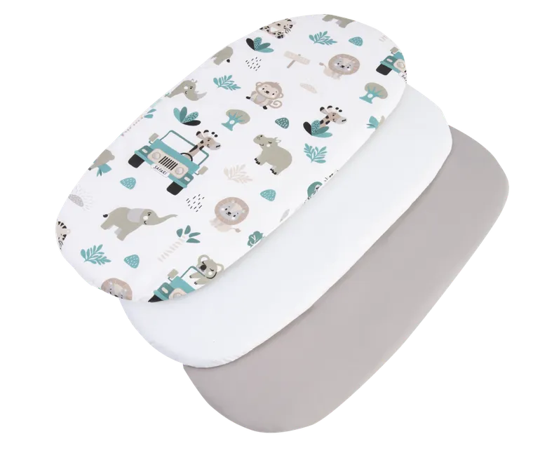 Medi Partners, Zoo, prześcieradło z gumką do łóżeczka, bawełniane, 86-40 cm, 3 szt.