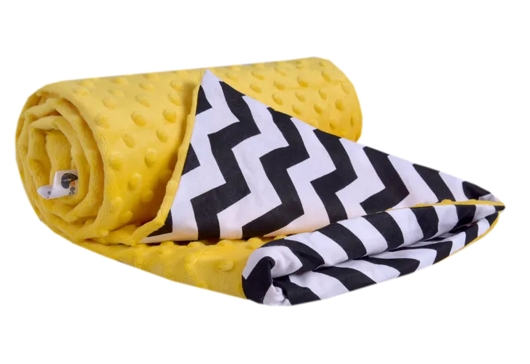 Medi partners, Zygzak, kocyk minky, żółty, 75-100 cm