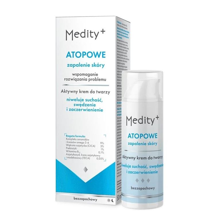 Medity+, Atopowe Zapalenie Skóry, aktywny krem do twarzy, 50 ml