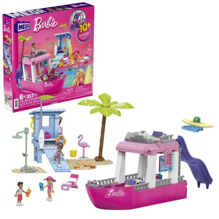 MEGA Barbie, Dream Boat - Wymarzona łódź Malibu, zestaw klocków, 317 elementów
