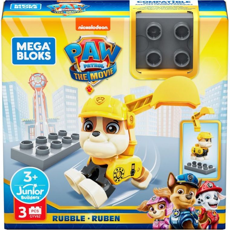MEGA Bloks, Psi Patrol, figurka do budowania Rubble, klocki, 3 elementy