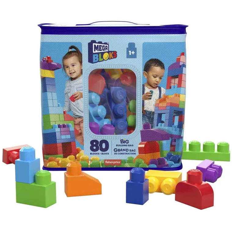 MEGA Bloks, Torba niebieska, klocki, 80 elementów