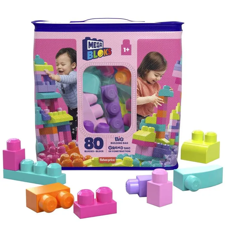 MEGA Bloks, Torba różowa, klocki, 80 elementów
