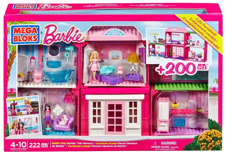 MEGA Bloks, Wspaniały domek Barbie, klocki, 222 elementy
