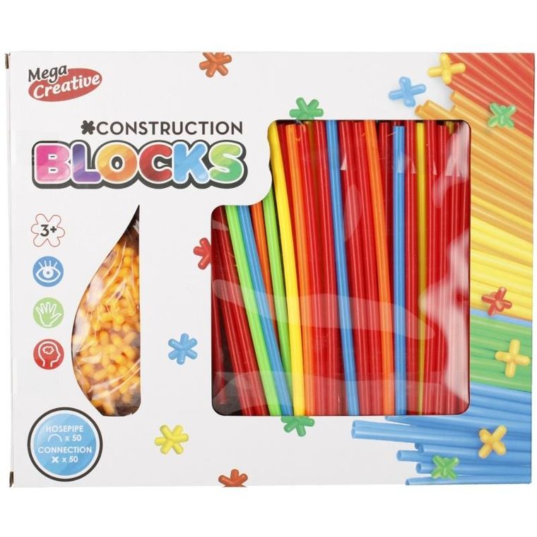 Mega Creative, klocki konstrukcyjne, słomki, 100 elementów