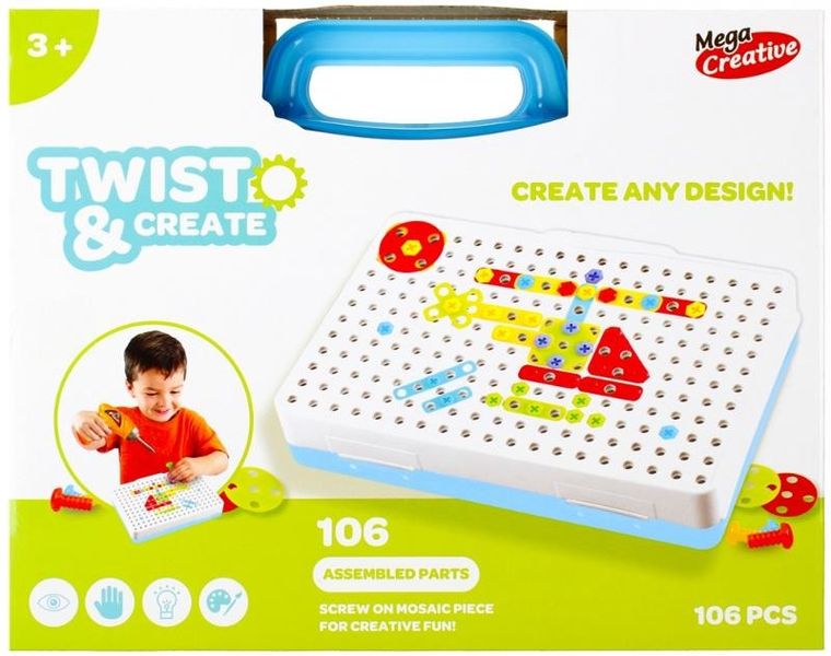Mega Creative, klocki, mozaika do skręcania, wiertarka