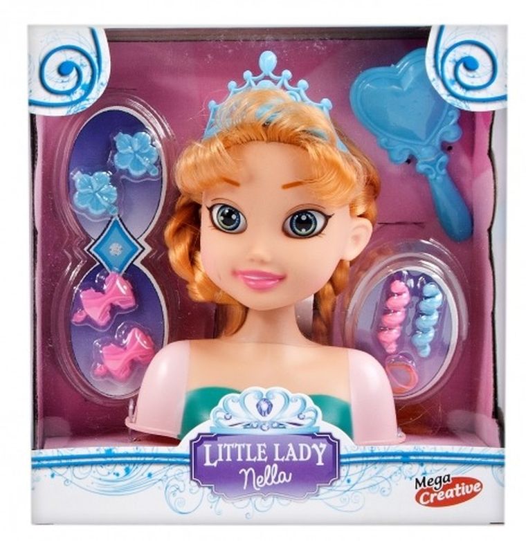 Mega Creative, Nella, niebieska tiara, głowa do stylizacji