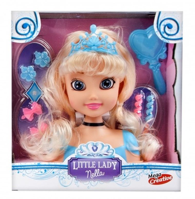 Mega Creative, Nella, niebieska tiara, głowa do stylizacji