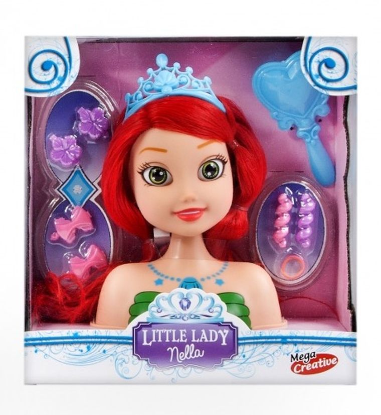 Mega Creative, Nella, niebieska tiara, głowa do stylizacji