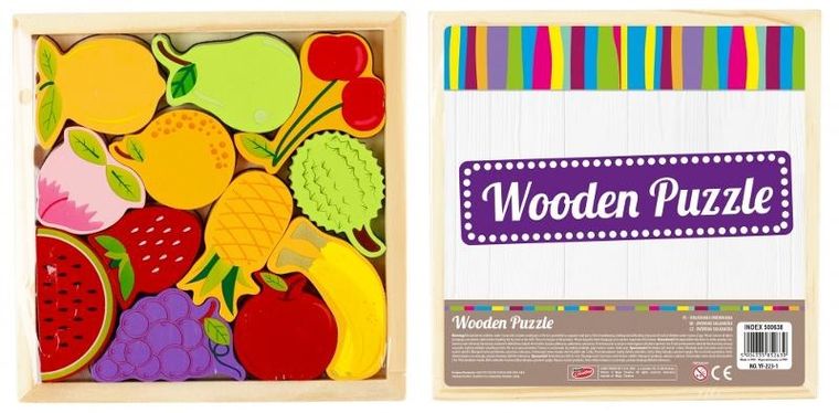 Mega Creative, Owoce, układanka drewniana, 12 elementów