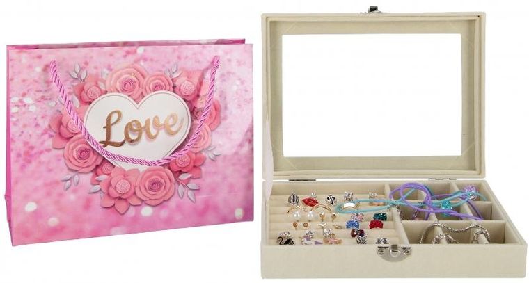 Mega Creative, szkatułka na biżuterię w ozdobnej torebce