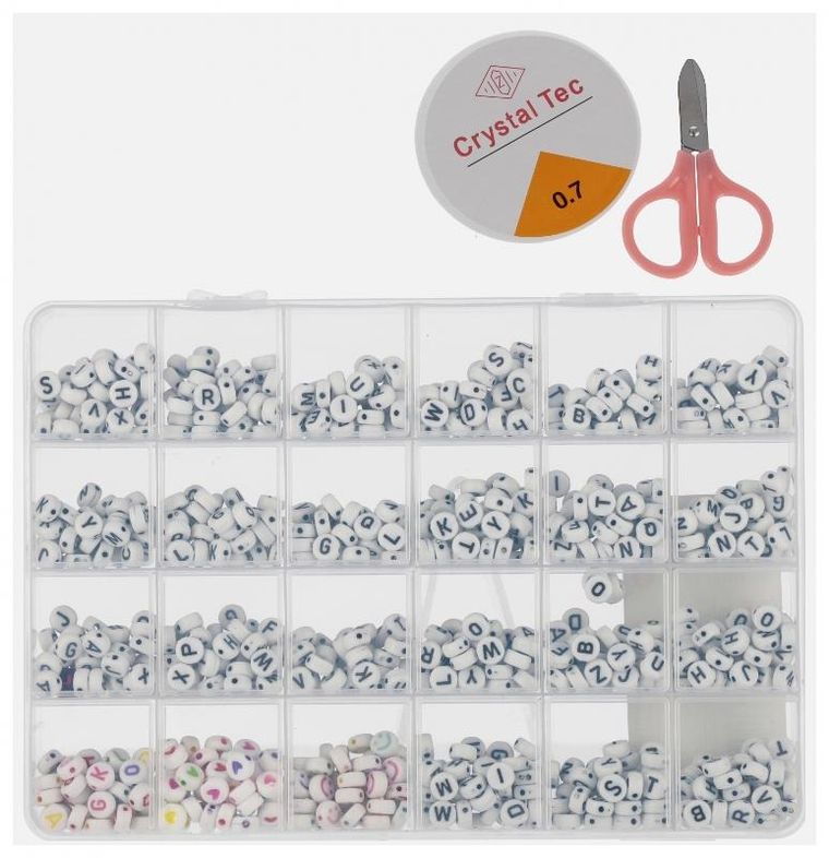 Mega Creative, zestaw koralików do robienia biżuterii, literki